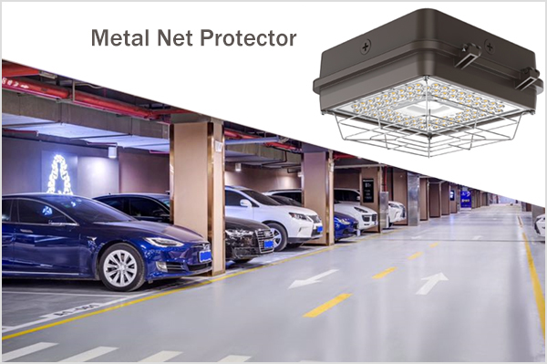 led garage light with metal net protector