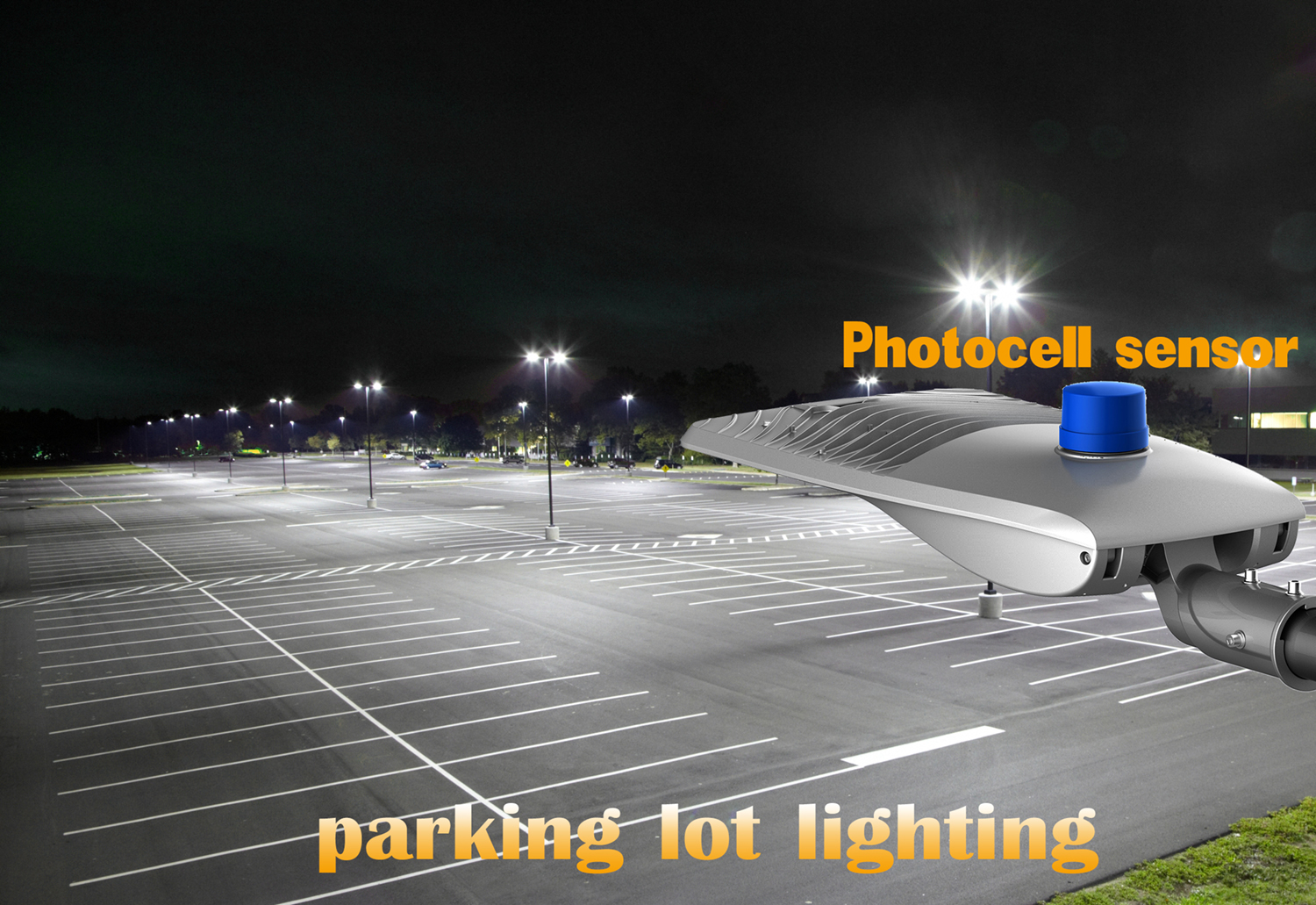 Parking lot light with photocell sensor