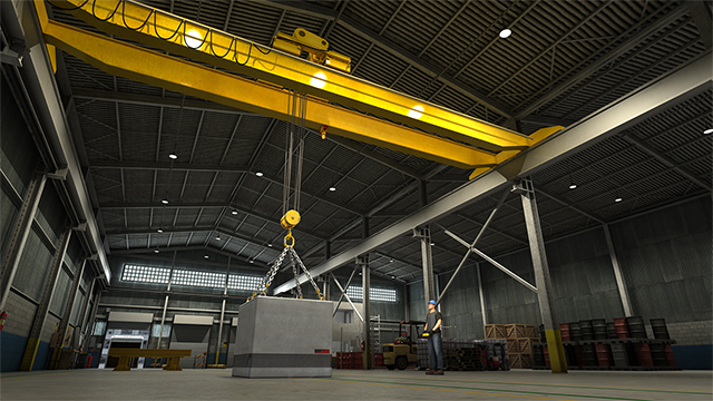 the high bay light used in factory with overhead crane 01