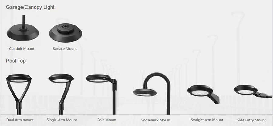numerous and flexible installation methods led post top light