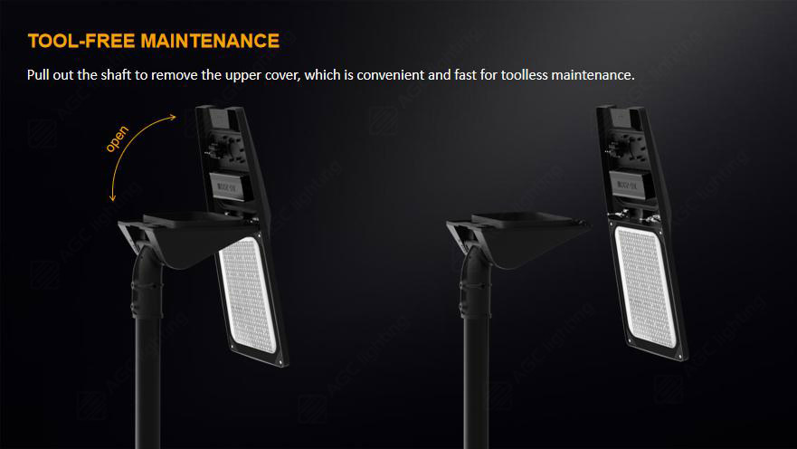 tool free maintenance of flood light