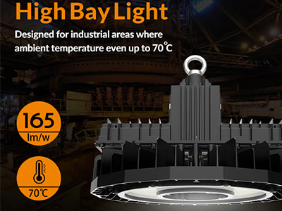 high bay light for industrial areas temperature up to 70 degrees