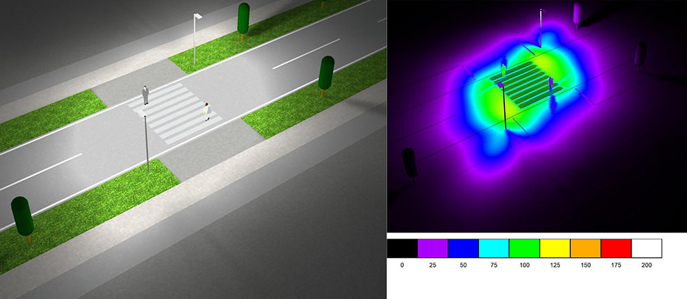 lighting stimulation for pedestrians crossings