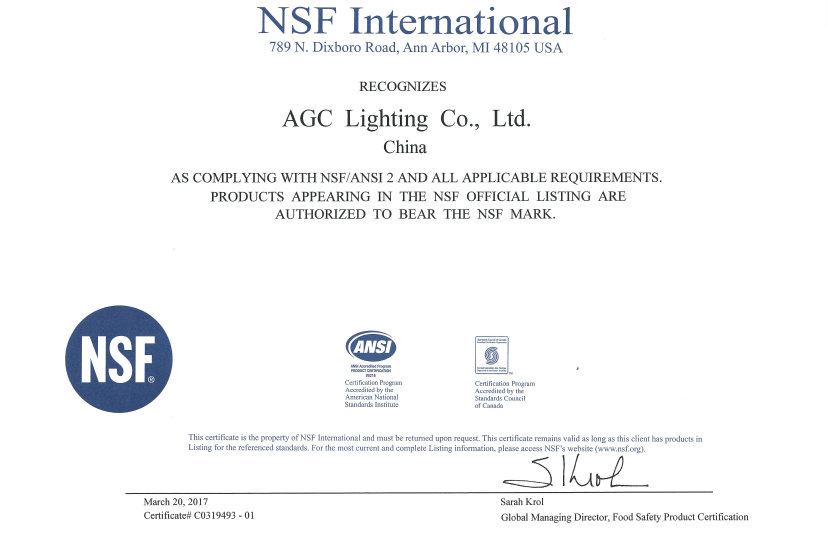 food processing area application led high bay light with NSF certification
