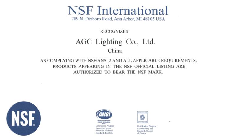 NSF certification high bay light