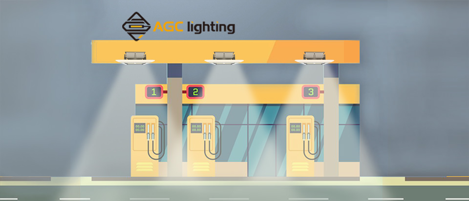 sufficient lighting to highlight gas pump