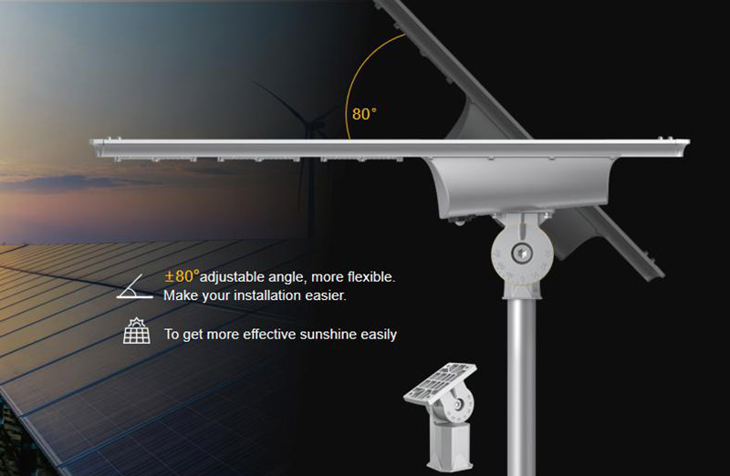80 degree adjustable angle LED solar light flexible more light