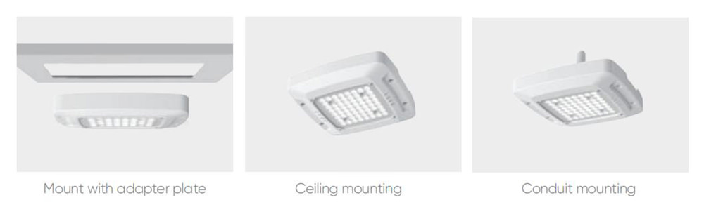 adapter plate ceiling conduit mounting of canopy light