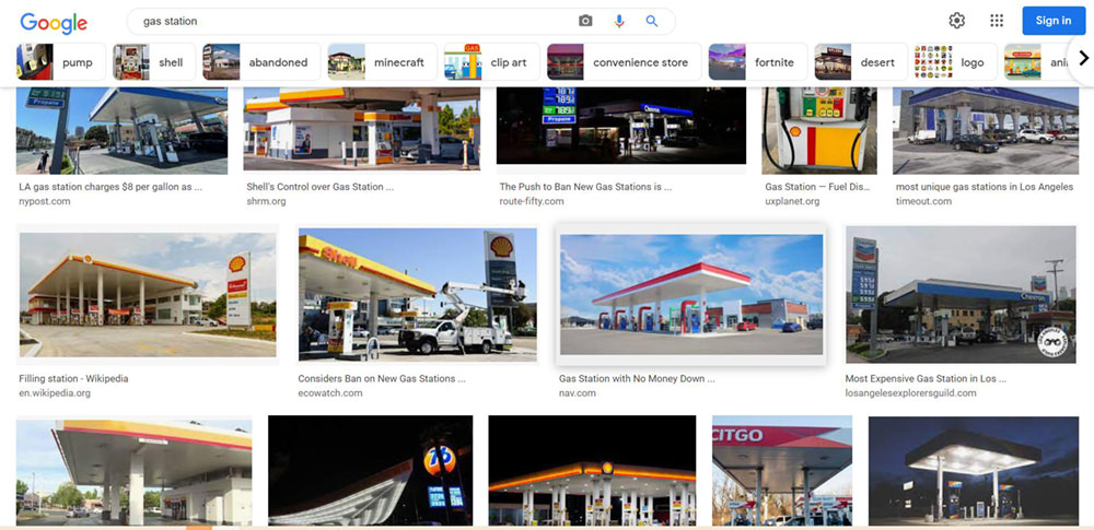 google search gas station