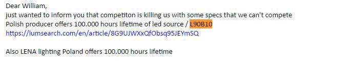 led product lifespan email