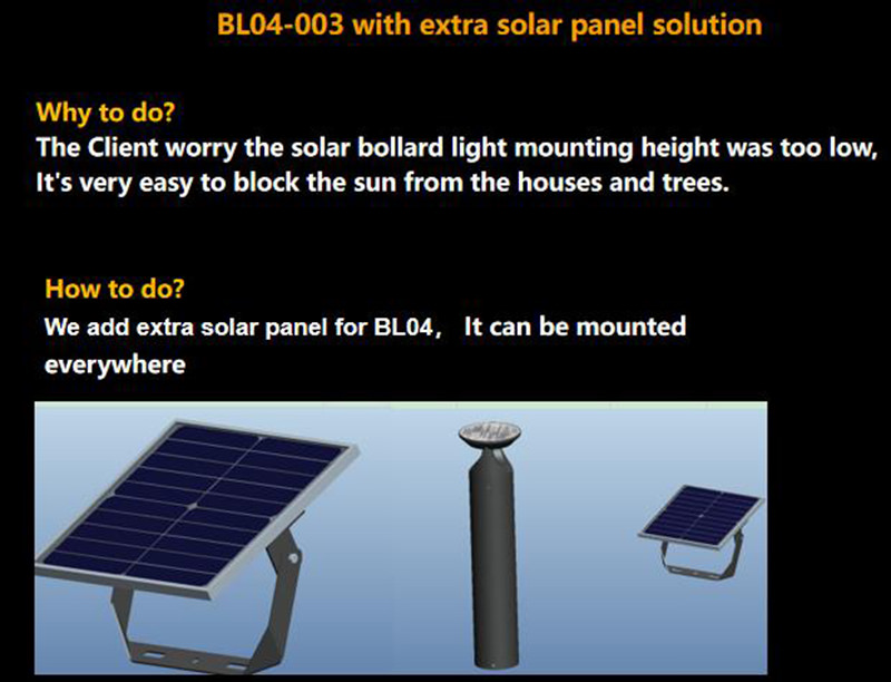 BL04 with extra solar panel bollard light