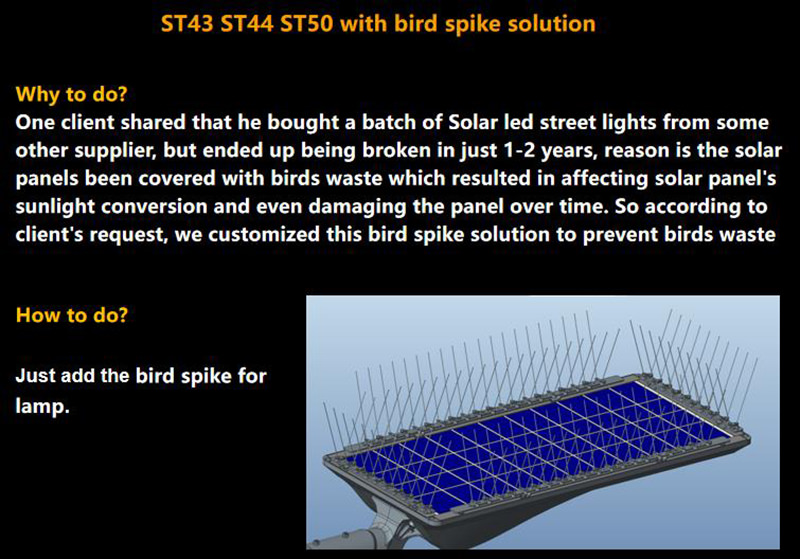 ST43 44 50 with birds spiker LED street light