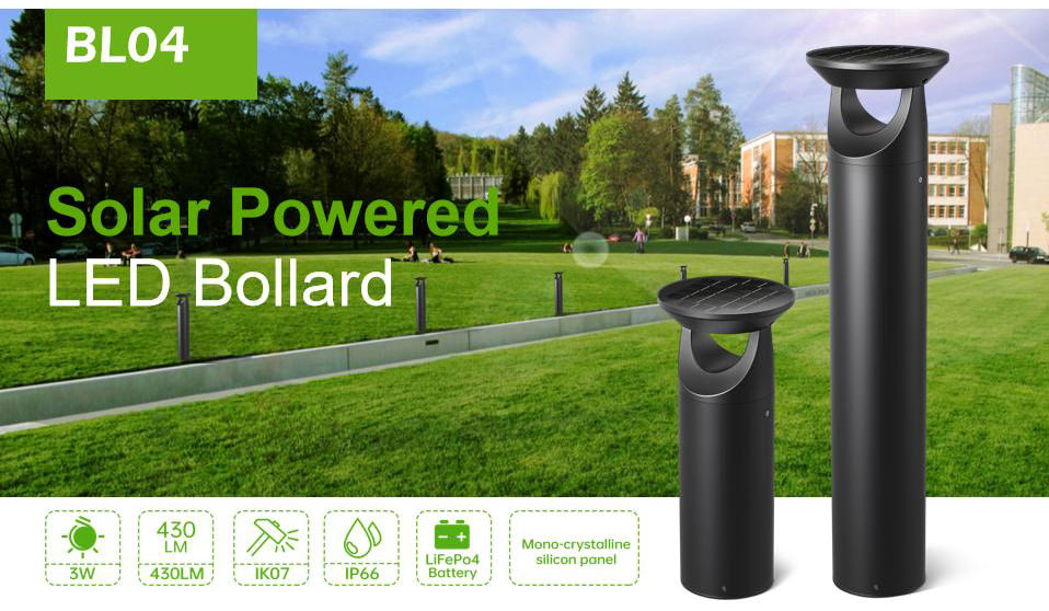 solar powered led bollard light