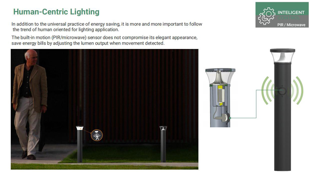 urban bollard light human centric lighting