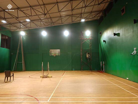 bright white indoor badminton court