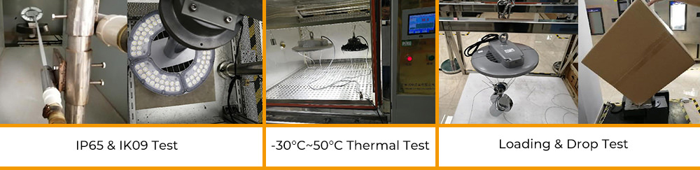 IP IK heat test LED high bay lights