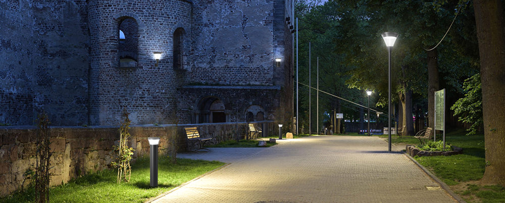 bollard light in urban castal