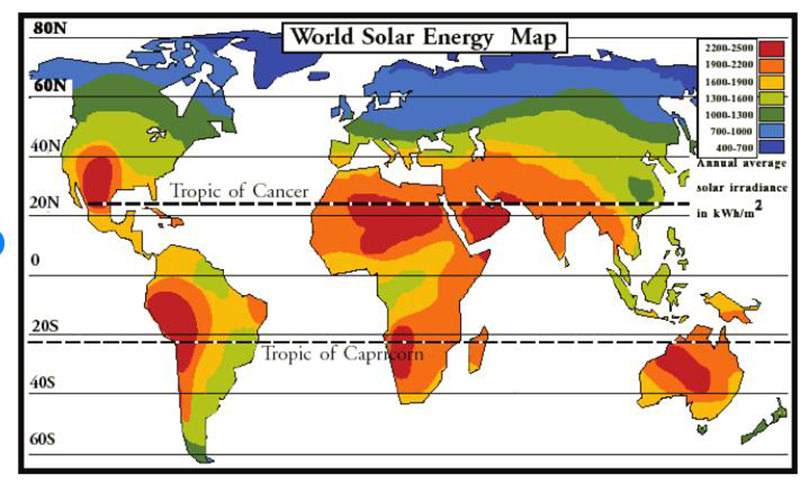 world solar energy map