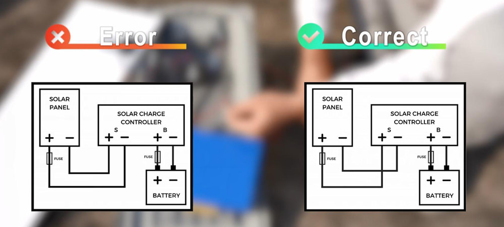 right and incorrect solar light wiring