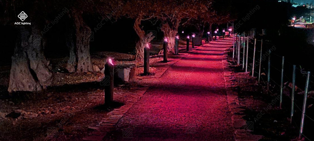 bollard light red light pathway protect wildlife