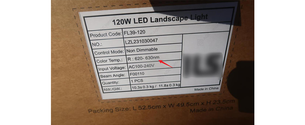 package indicate the red light color temperature