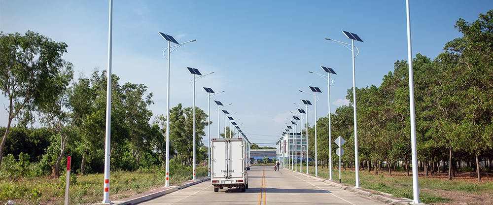 solar light on street road