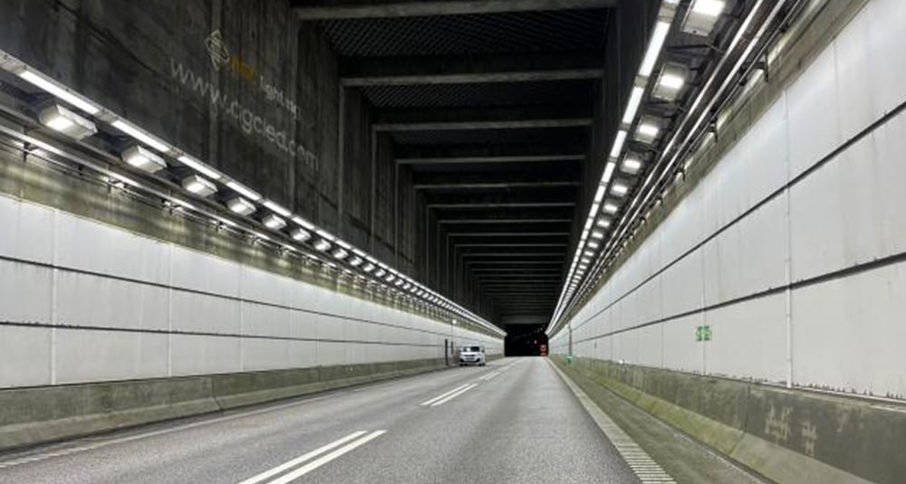 bright lighting in tunnel night