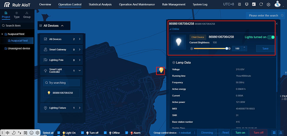 Map Monitoring and Control of smart street lights