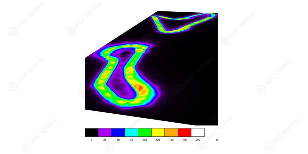 AGC Lighting simulation for Dubai autodrome racetrack
