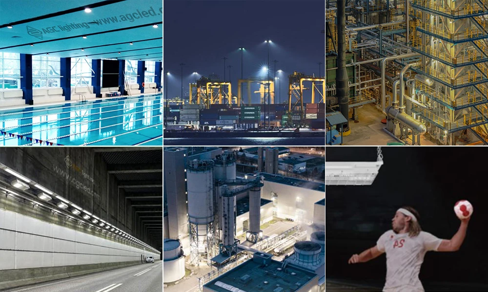 swimming pool coast areas tunnel hazard areas ball impact different environment for LED lighting