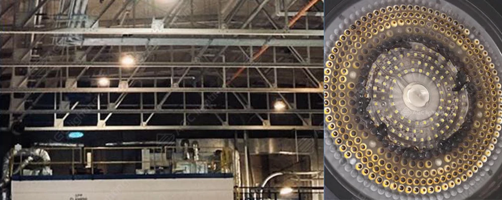 LED high bay lights in factory turn yellow and even burnt
