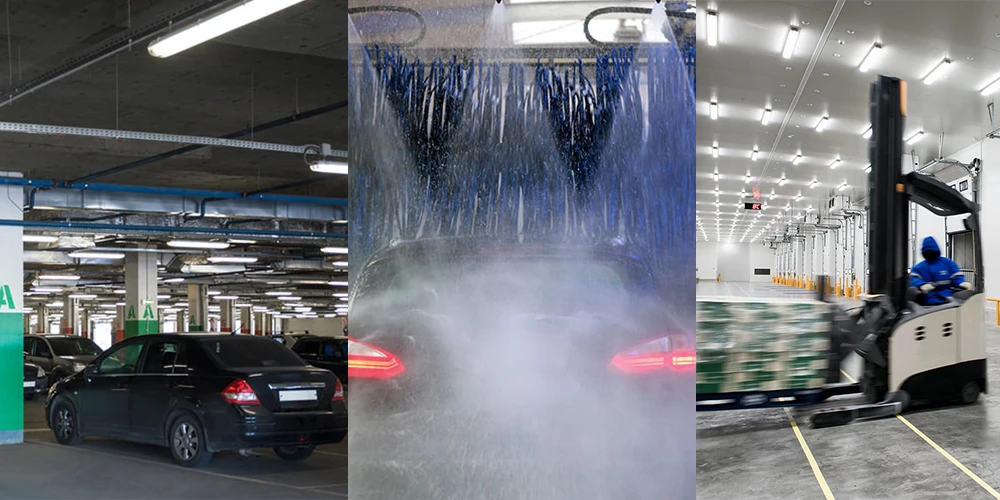 parking garage car wash cold storage vapor lights applications