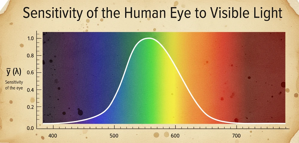 sensitivity of the human eye to visible light