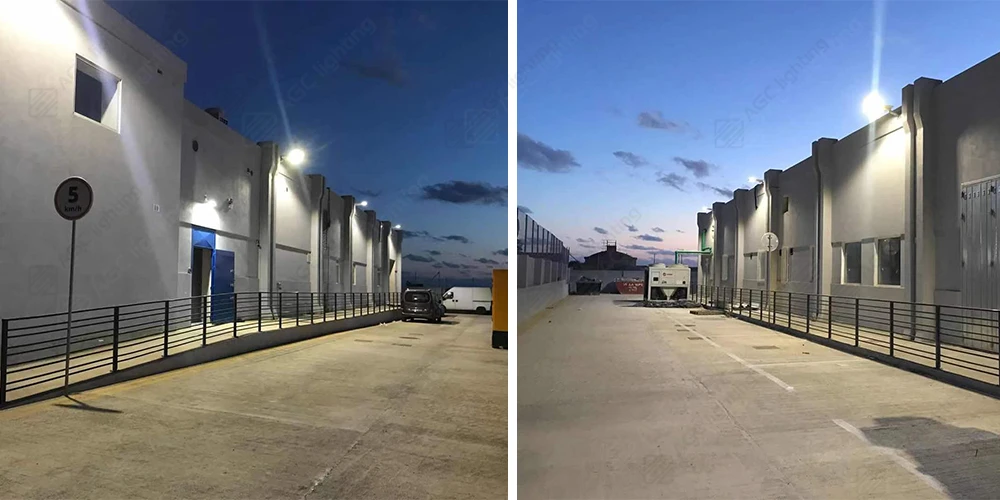 solar lights mounted on wall to illuminate the building surrounding