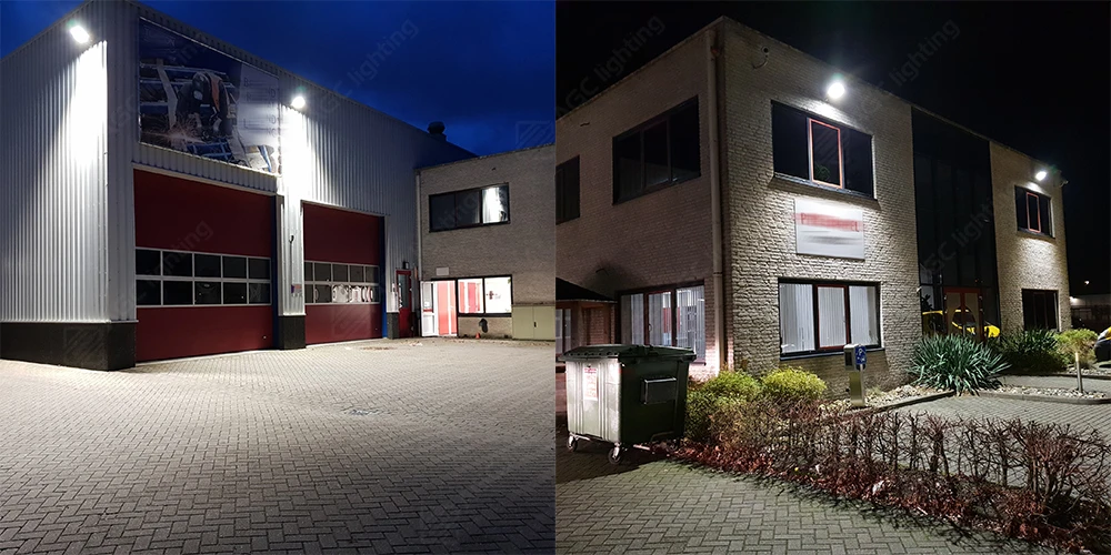 wall mounted flood light provide bright light for yard and parking lot
