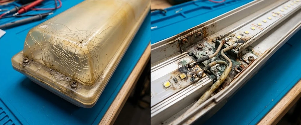 Crack yellow and corrosived linear light
