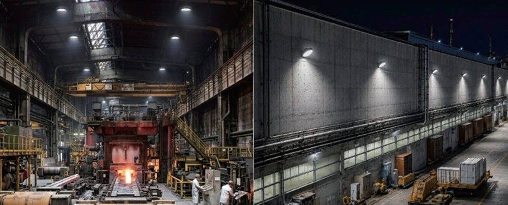 HB58 DOB high bay light installed in steel mill high heat area