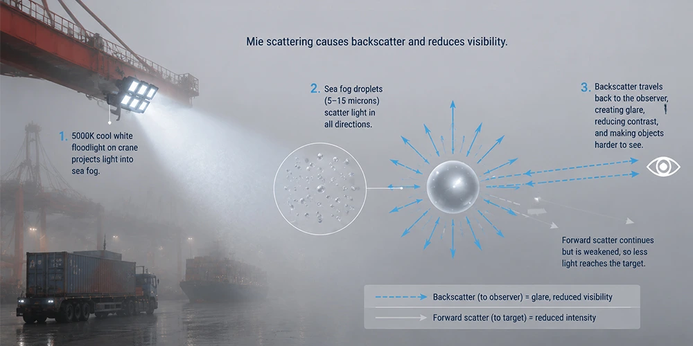 How 5000K Cool White Light Behaves in Sea Fog