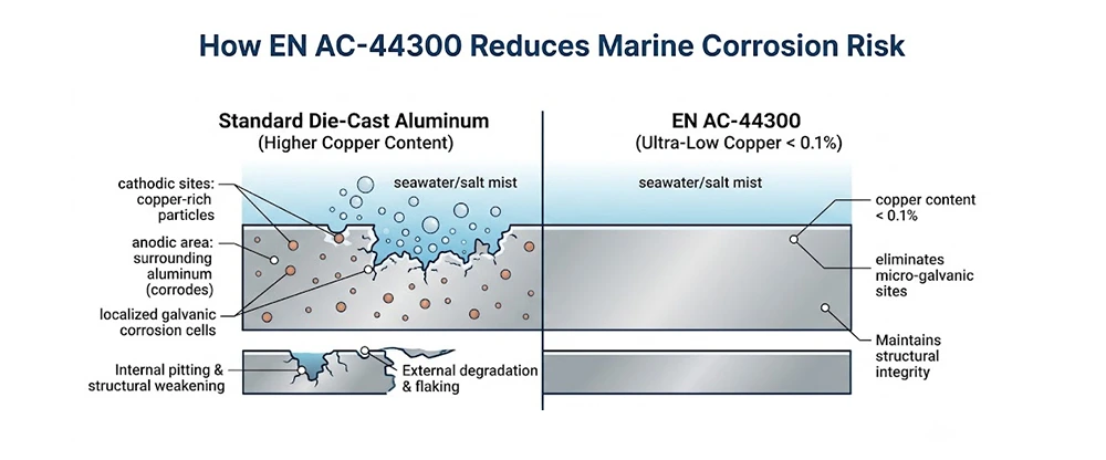 How EN AC 44300 die cast aluminium Reduces Marine Corrosion Risk