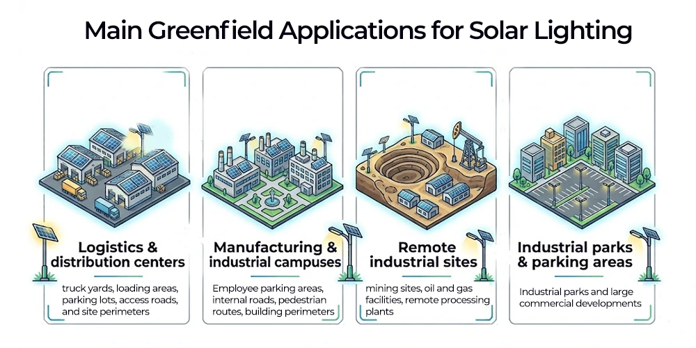 Main Greenfield Applications for Solar Lighting