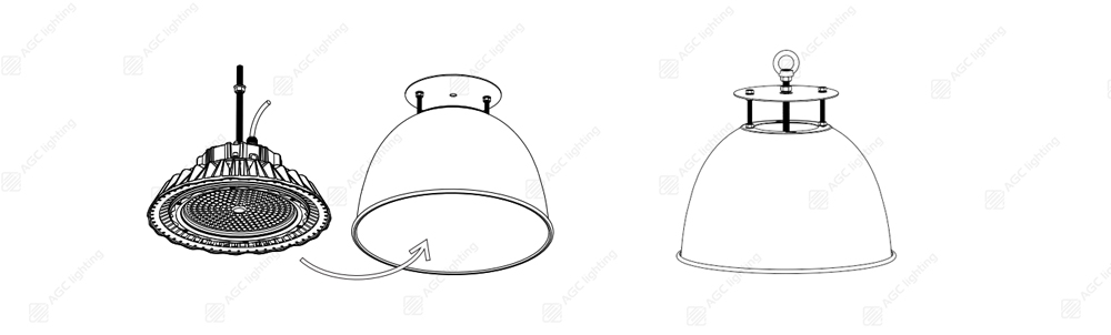 high bay light dust cover reflector with good heat dissipation