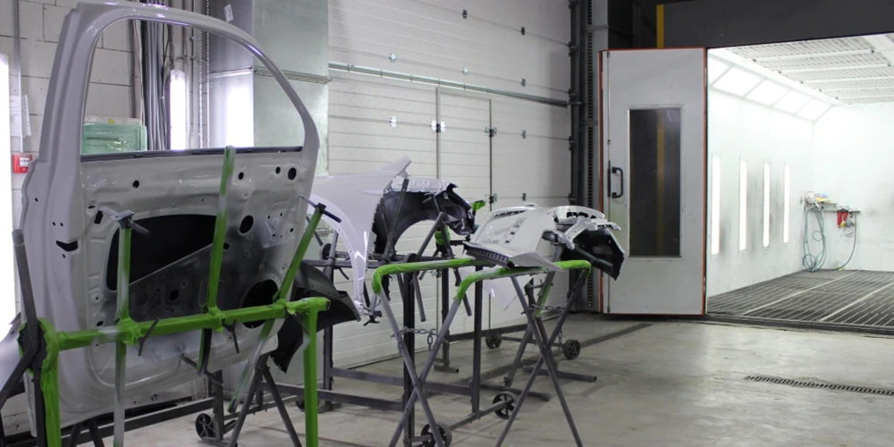 paint spray booth interior and exterior