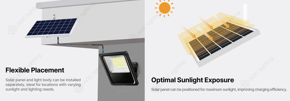 split design solar flood light for flexible placement and maximum solar light exposure