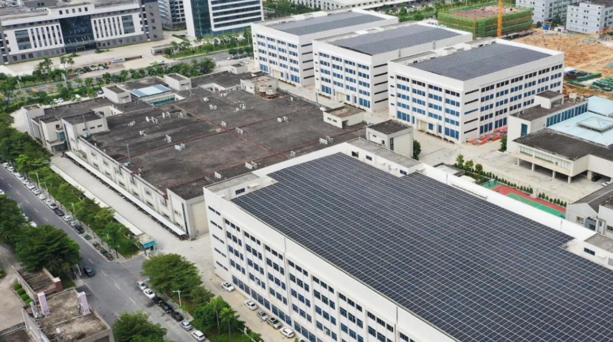 PV solar panels on the roofs of Huizhou facility