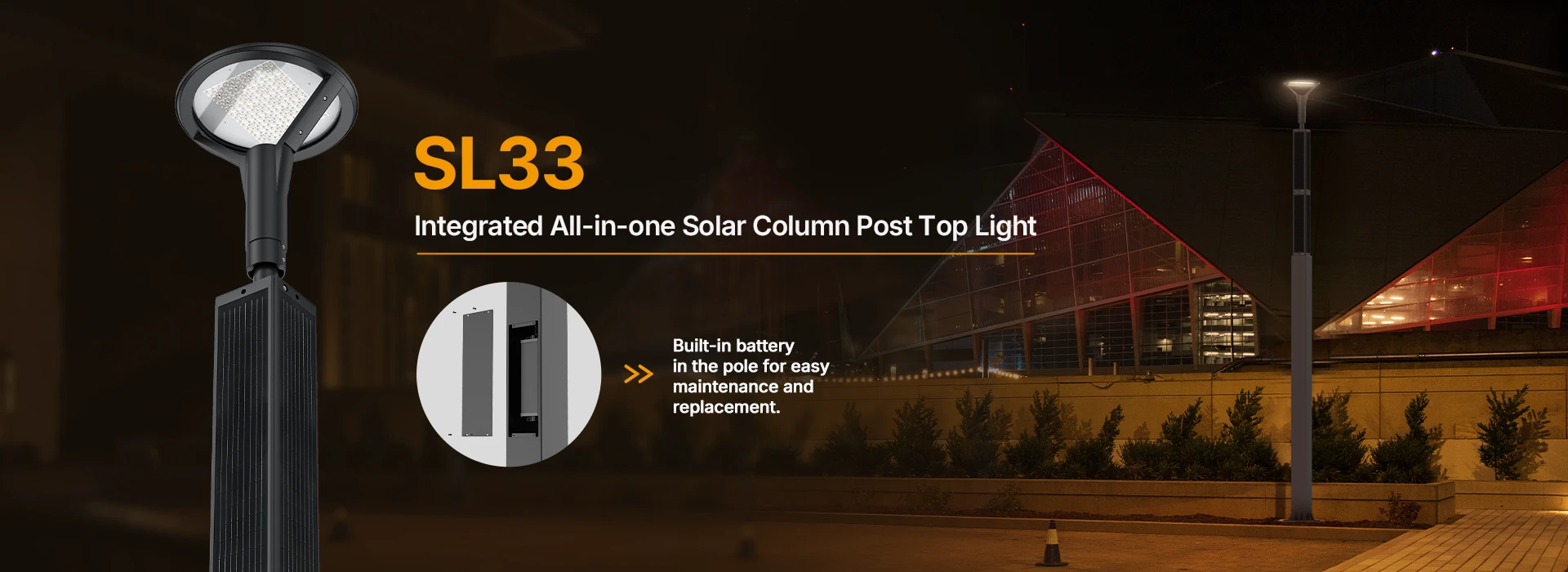 SL33 Solar Column Post Top Light