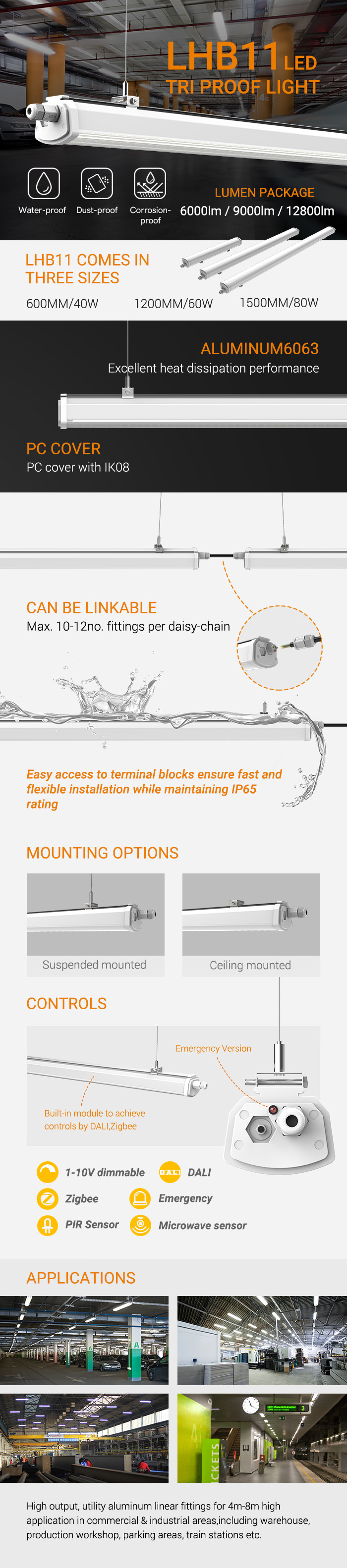 LHB11 LED tri proof light waterproof dustproof corrosionproof