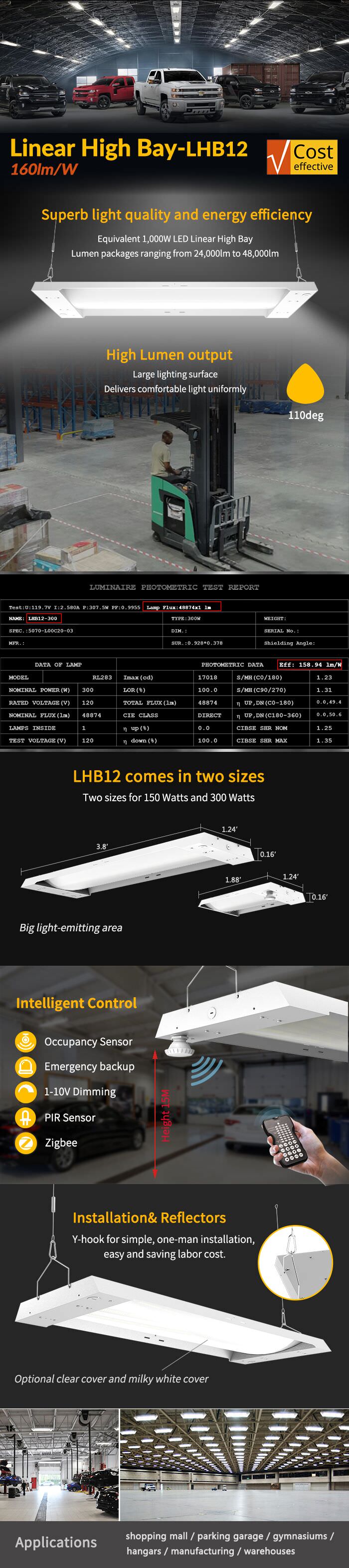 LHB12 high lumen output linear high bay light