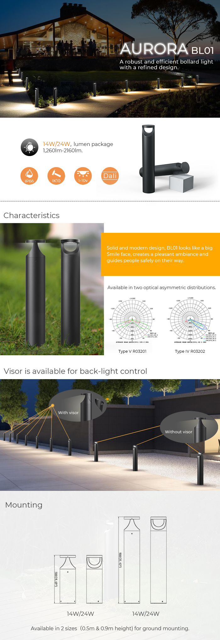 AURORA BL01 LED bollard light