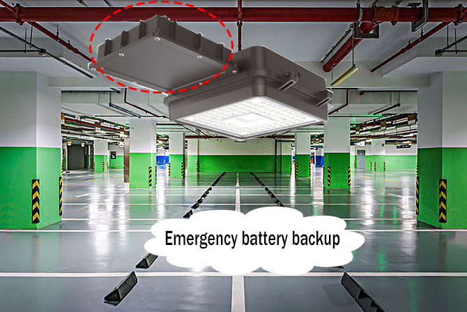 led garage light with emergency battery backup