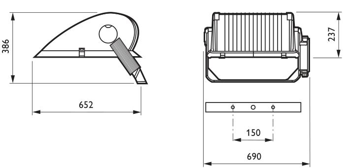 MVP507 side and front dimension drawings
